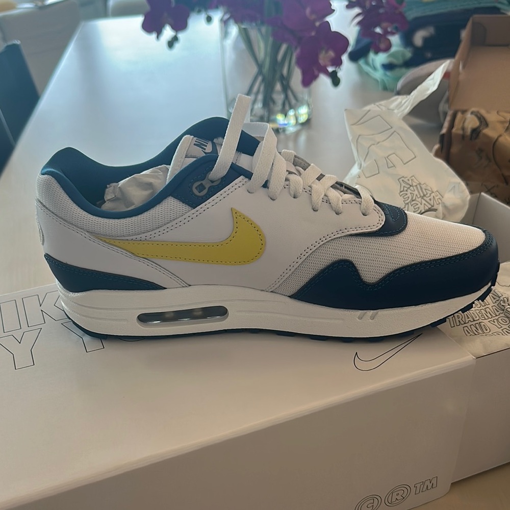 Custom Nike Air Max White and Blue with Yellow Accent